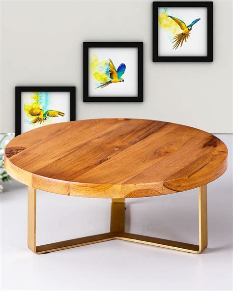 12 inch Wood Cake Stand for Dessert Table - Round White Cake Holder Tr ...