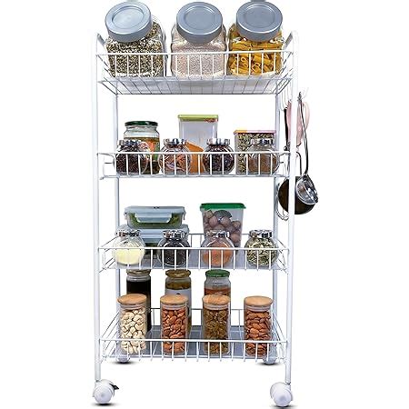 Kurtzy Kitchen Trolley with Wheels - 4 Layer Plastic Storage Organizer ...