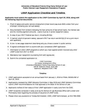LRAP Application Checklist and Timeline Doc Template | pdfFiller