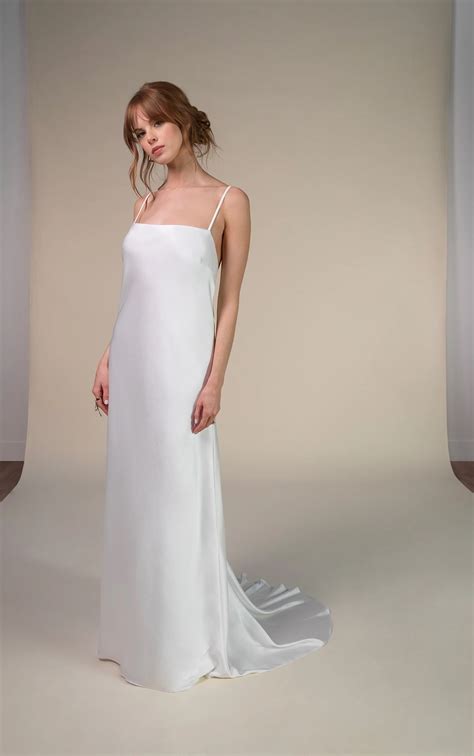 Lace and Charmeue Sheath Wedding Dress with High Neck