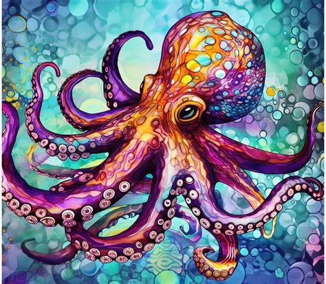 Colorful Octopus Painting on Canvas