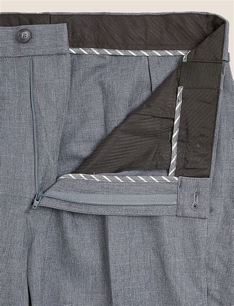 Buy Regular Fit Flat Front Trousers at Marks & Spencer