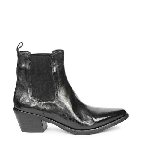 Saint Athena Black Leather Washed Ankle Boot – SaintG India
