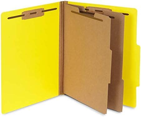 10 Yellow Classification Folders, 2 Divider, 2 Inch Expansions, Durable ...