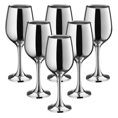 Buy Vikko Décor Silver Wine Glasses: 11 Oz Fancy Wine Glasses With Stem ...