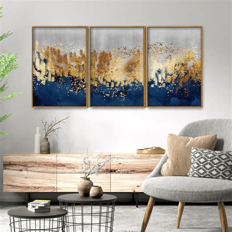 Modern Golden Art Textured Design Premium Floating Canvas Wall Paintin ...