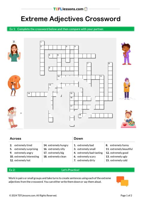 Extreme Adjectives Crossword - TEFL Lessons | ESL Lesson Plans and ...