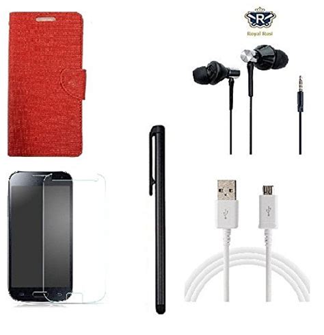 Royal Rusi - Mercury Red Flip cover,Tempered Glass,Earphone, Datacable ...