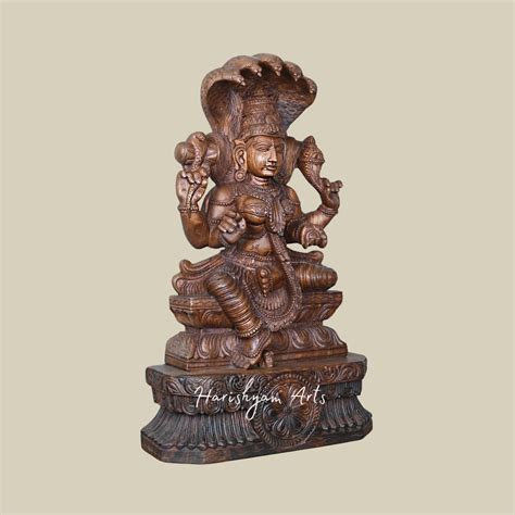 30.5" Naga Rani Shri Vasuki Amman with Damaru Drum Handmade Wooden God