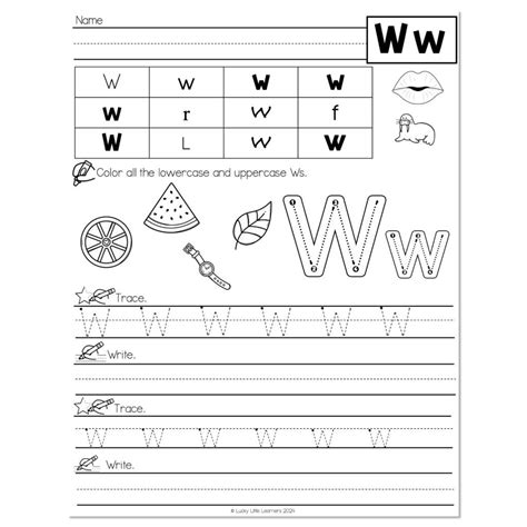 Letter W Phonics Worksheets