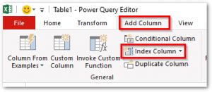 Image result for Table. Add Index Column Di Power Query