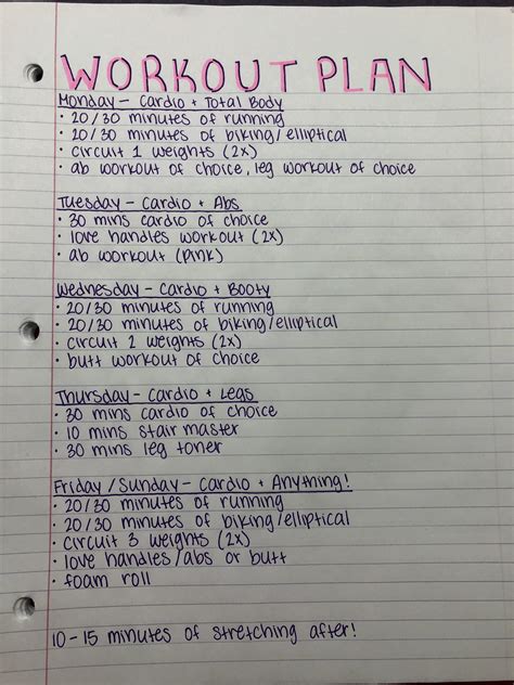 Weekly Workout Plan 的图像结果