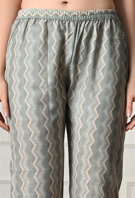 Beige Cotton Linen Digital Print Embroidered Suit-Set of 3 – Fine Strings