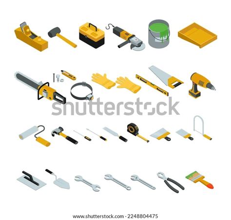 Collection Vector Illustrations Depicts Various Tools Stock Vector ...