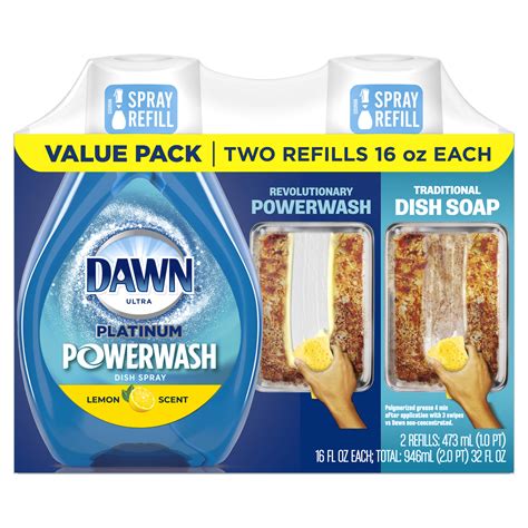 Dawn Platinum Powerwash Dish Spray, 16oz Lemon Scent Dish Soap Refill ...