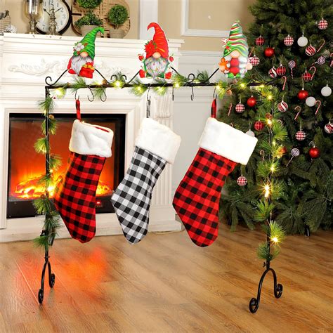 Amazon.com: Sliner Christmas Stocking Holder with 12 Detachable Hooks ...