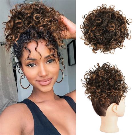 Synthetic messy curly hair bun