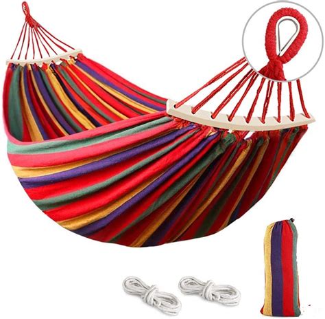 TASKHOUSE Camping Hammock with Tree Straps Cotton Canvas Beach Swing ...