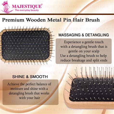Buy Majestique Wood Hair Brush - Eco Friendly Paddle Hairbrush, Bamboo ...