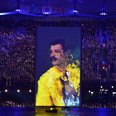 The late Freddie Mercury is displayed on screen during the Closing ...