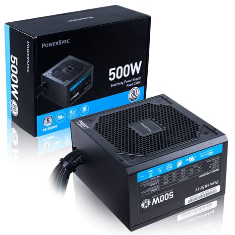 Buy PowerSpec 500W Power Supply 80 Plus Certified Fixed Cable Non ...