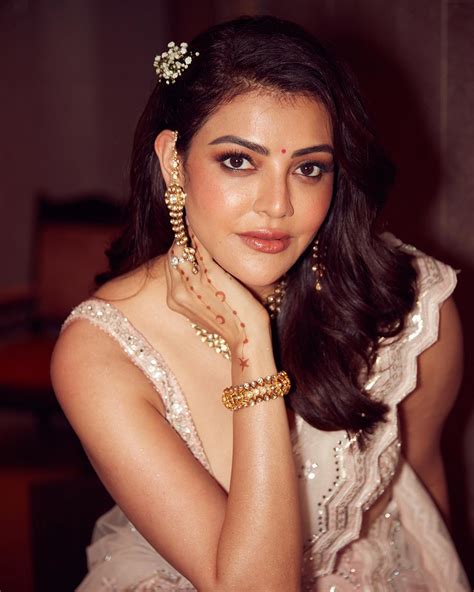 Kajal Aggarwal looks breathtaking in exquisite monochrome Peach Lehenga