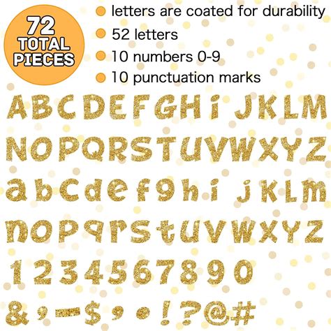 Buy 72 Pcs Gold Glitter Bulletin Board Letters Pack Playful Alphabet ...
