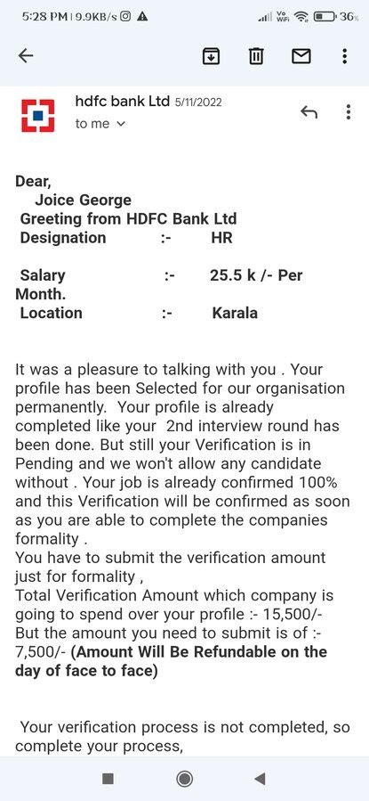 HDFC Bank — Fake Recruitment and Stole money