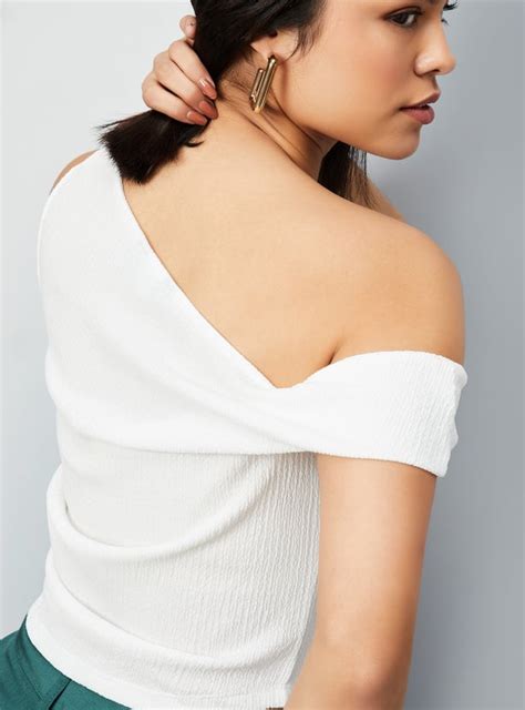 Buy Women Textured One-shoulder Top Online at just Rs. 599.0 ...