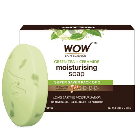 Buy WOW Skin Science Green Tea & Ceramide Moisturizing Soap - Pack of 5 ...