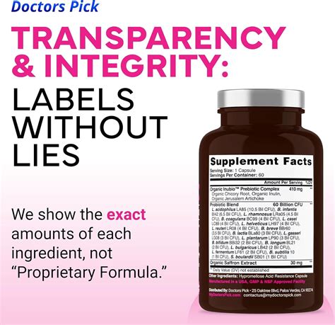 Doctors Pick Womens Probiotics Vaginal Probiotic & Mood 2 Month Supply - Supports Vaginal ...