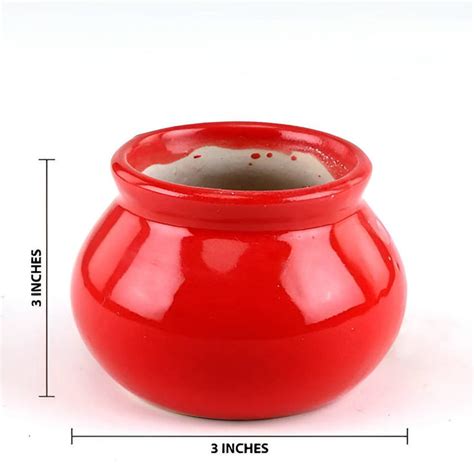 Red Handi Shape Ceramic Pot — Plant N Pots