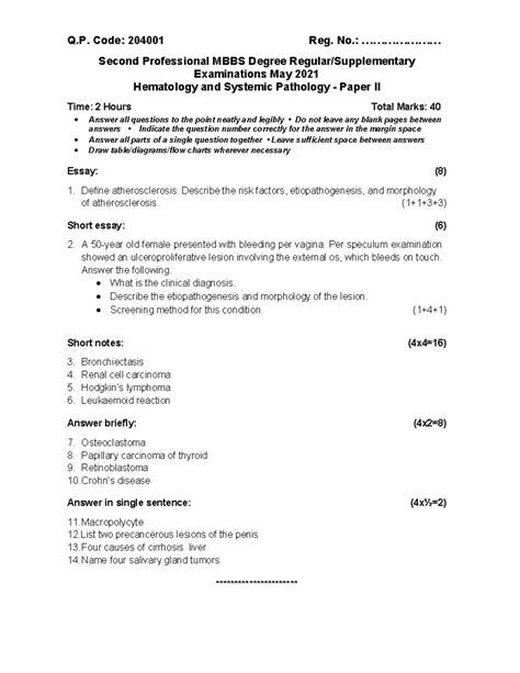 204001 - Hematology and Pathology Exam Summary May 2021 - Studocu
