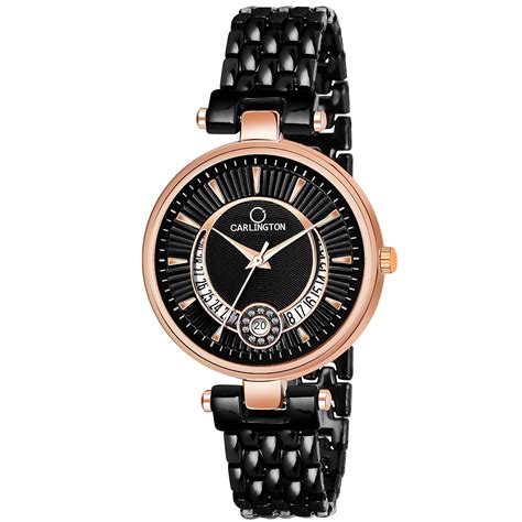 Carlington Stainless Steel Analogue Women Watch (Black Dial Black ...