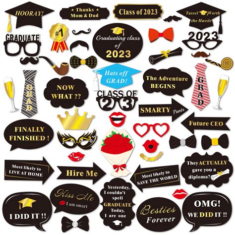 Buy Graduation Photo Booth Props (50Count), Konsait Large Graduation ...