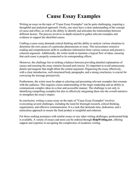 Cause Essay Examples. Cause and effect essay | PDF