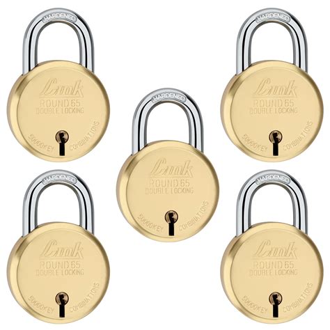 Link 65mm New Brass Round Padlocks 5Pcs Set | 50000 Computerised Key ...