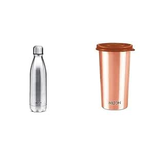 MILTON Shine 1000 Water Bottle, 900 ml, Silver & Milton Copper Drinking ...