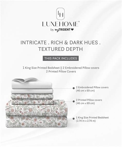 Luxe Home King Bedsheet, Ginni|300 TC Cotton Bamboo|2 Pillow Covers ...