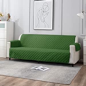 HOKIPO 4 Seater Quilted Polyester Sofa Cover Mat, 220x184 cm, Forest ...