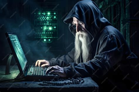 Premium AI Image | Computer wizard or hacker working on complex code