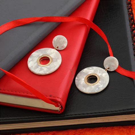 Gold Plated Acrylic Circular Shape Drop Earring- IWER122 – tarohijewels