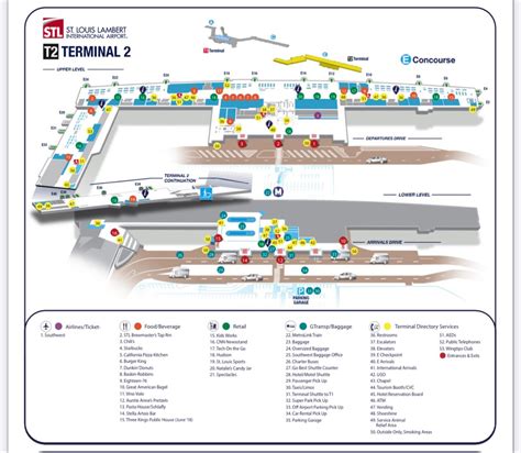 STL St Louis airport terminal map | St louis, Airports terminal, Map
