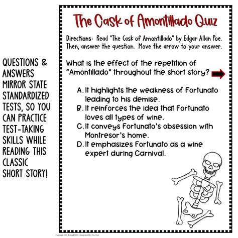 The Cask of Amontillado Quiz Edgar Allan Poe in PDF and Google Forms ...