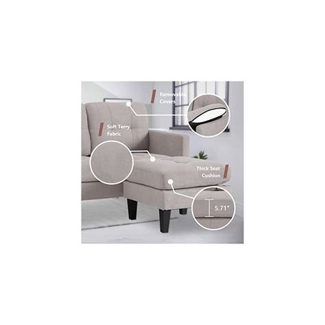 Buy LETATA Convertible Sectional Sofa Couch with Chaise, Gray L Shaped ...