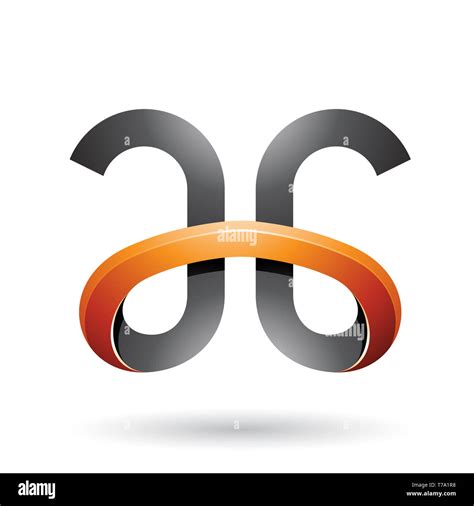 Vector Illustration of Black and Orange Bold Curvy Letters A and G isolated on a White ...