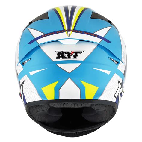 KYT TT Course Grand Prix Gloss White Light Blue Helmet– Moto Central