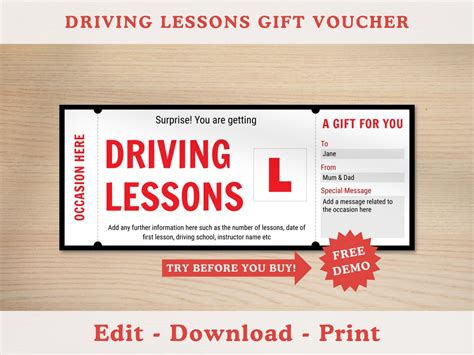 Image result for Driving Lessons Gift Voucher Template