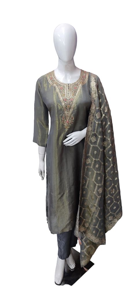 Grab pure tissue suit set paired with Banarasi weaved dupatta– Aashvi ...