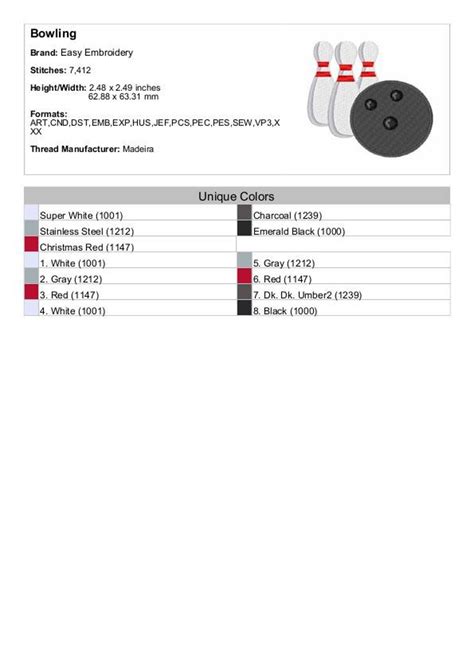 Image result for Bowling Patterns for Machine Embroidery